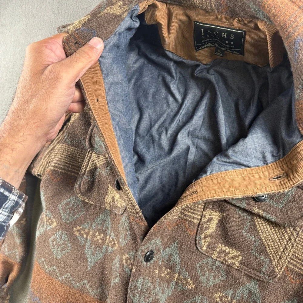 Jachs New York Shacket Mens XL Brown Aztec Wool Blend Southwestern Cabin